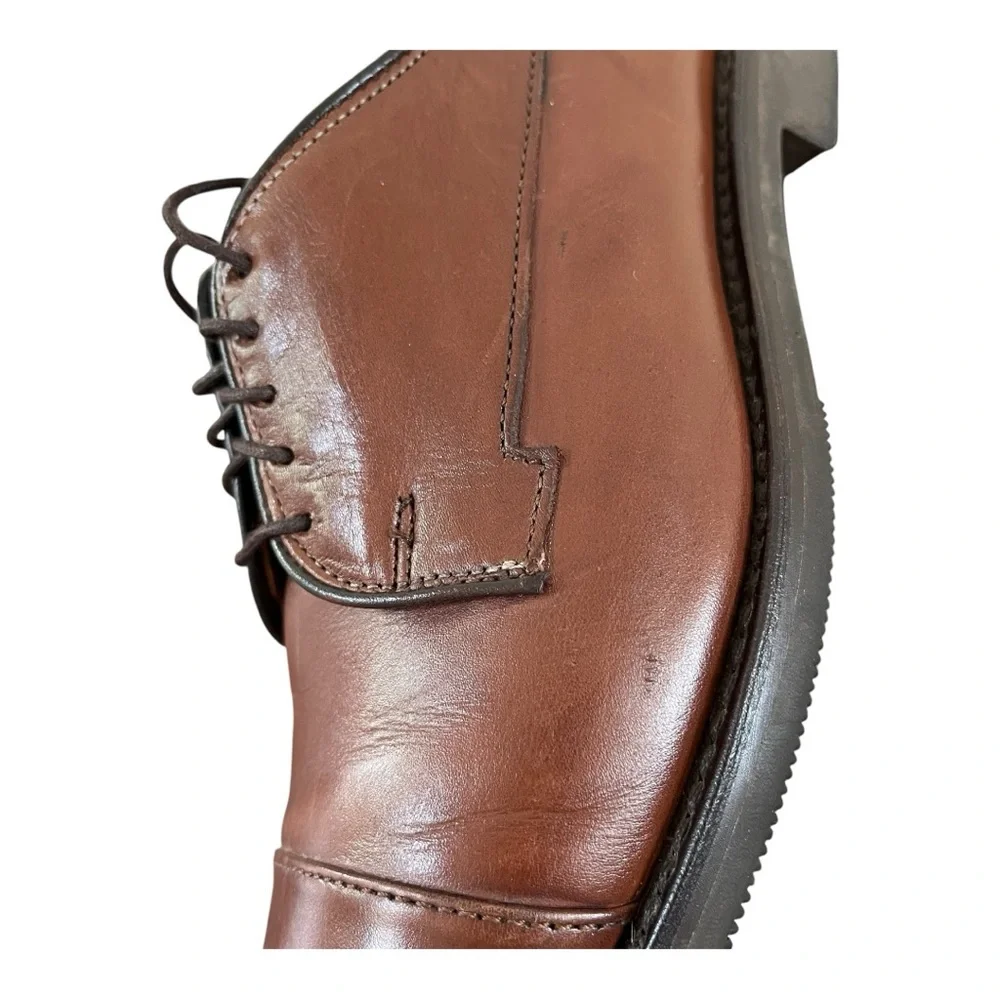 Allen Edmonds Bergland Brown Leather Derby Shoe Mens Size 7 D Lace-up Cap Toe